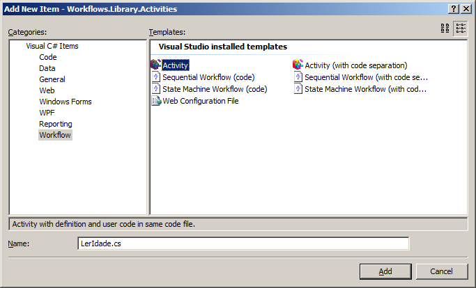 Inserindo “Activity