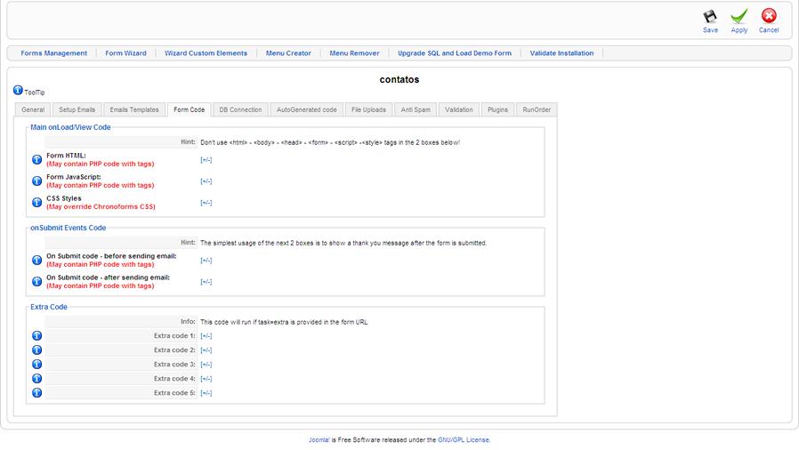 Aba Form Code do Chronoforms