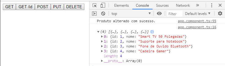 Resultado das requisições PUT e GET
