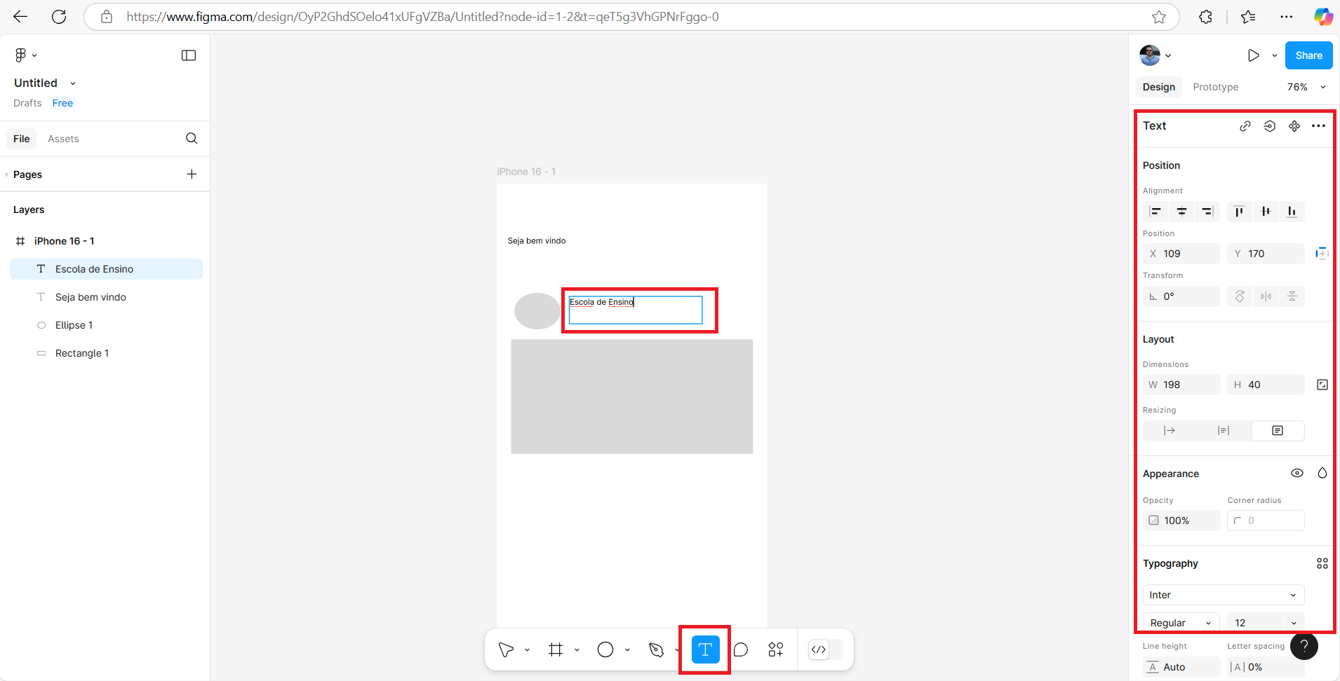 Figma: Adicionando um texto ao lado da elipse Figma: Adicionando um texto ao lado da elipse