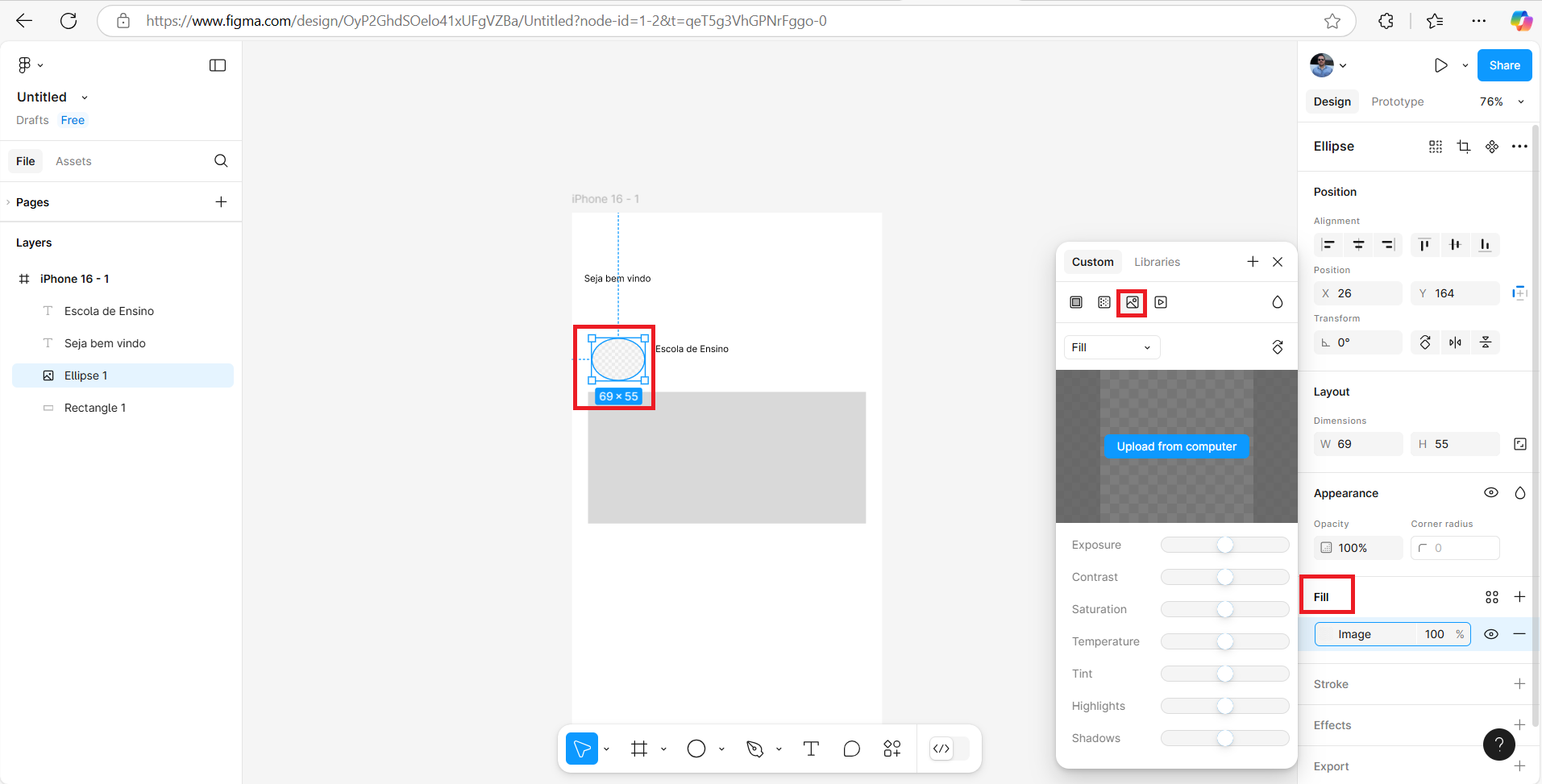Figma: Inserir imagem na elipse Figma: Inserir imagem na elipse
