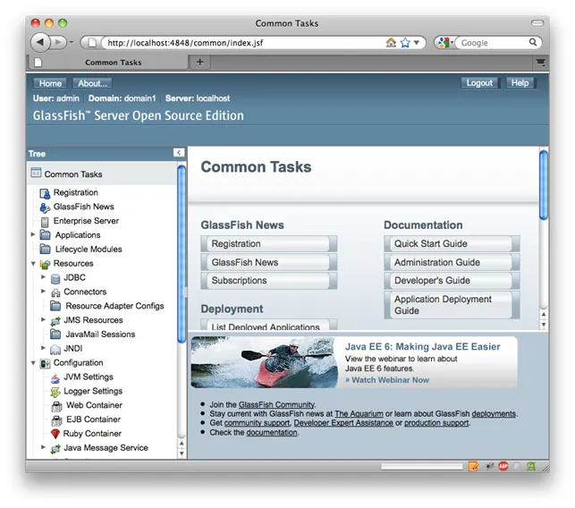 Console de administração do GlassFish