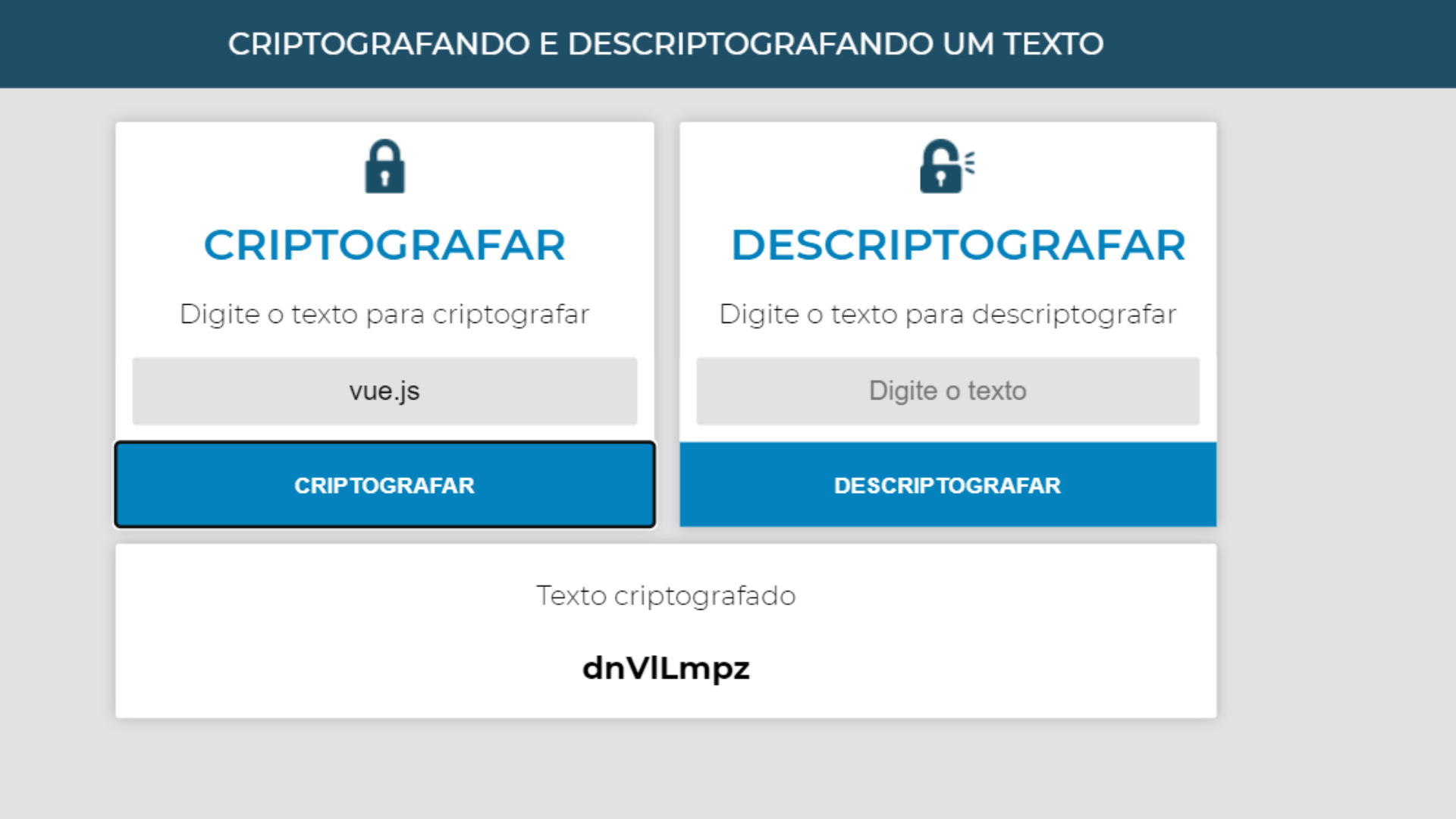 Aplicao que criptografa e descriptografa um texto