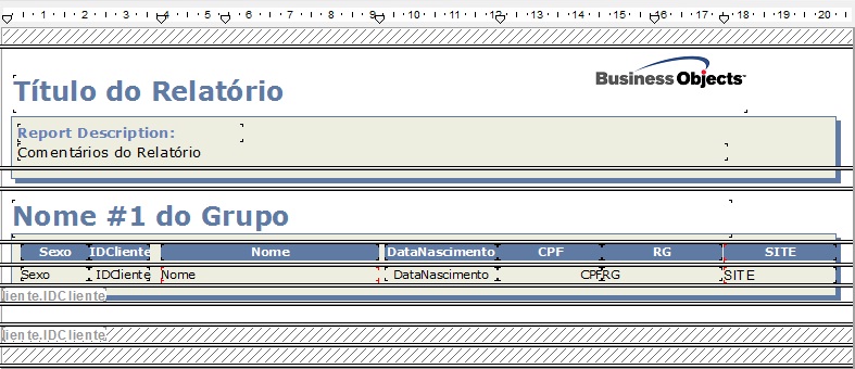 insira o novo campo no relatório