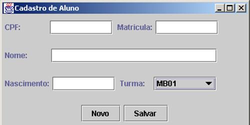 Formulário para cadastro de objetos de Aluno