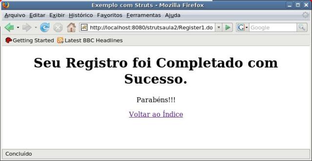 Registro completado com sucesso