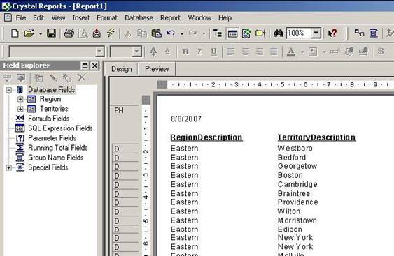 Relatório com a fonte de dados diretamente linkada ao database