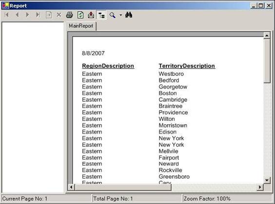 Relatório sendo exibido