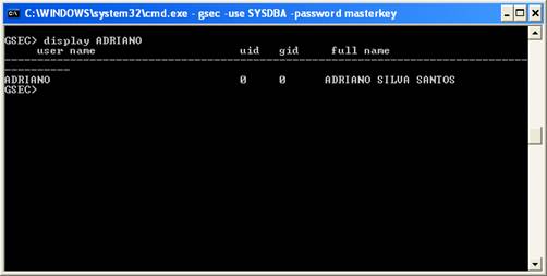 Mostrando as informa��es de ADRIANO