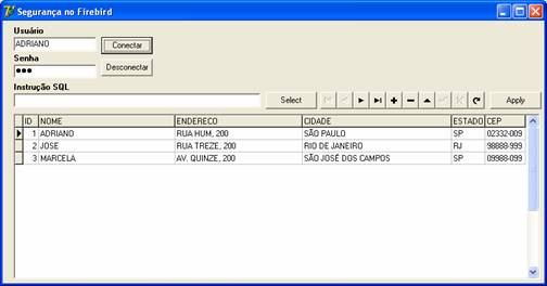 Banco de dados conectado usando usu�rio diferente do SYSDBA
