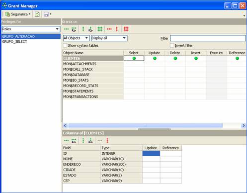 Grant e Revoke diretamente no IBExpert