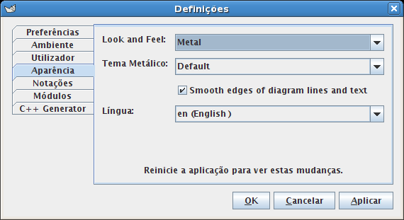 Melhorando a aparência do ArgoUML