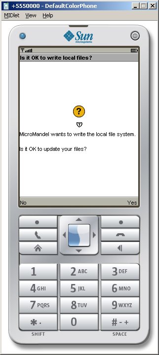 O dilogo de exportao de chave para a plataforma Java ME