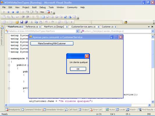 Cliente CustomerService em a��o