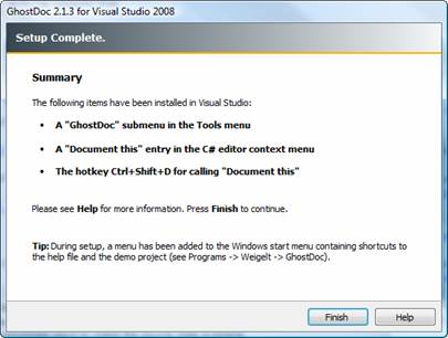 Concluindo a instala��o do GhostDoc