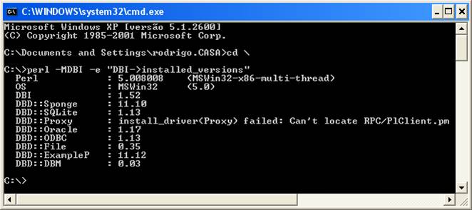 Verifica��o dos drivers dispon�veis para a DBI.