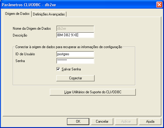 Configura��o de conex�o via driver ODBC para o DB2.