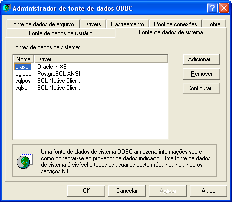 Administrador ODBC do Windows.