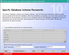 Definindo a senha para as contas administrativas