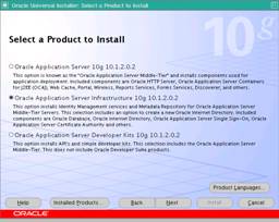 Seleo do produto a ser instalado