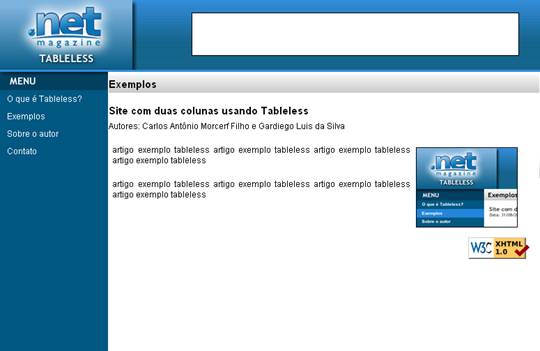 Layout do site a ser desenvolvido