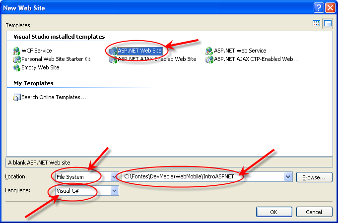 Criando um Novo Web Site no Visual Studio