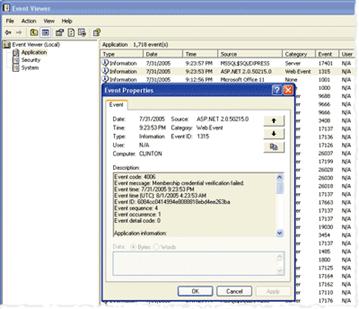 Figure 11 Auditing Event Raised by Invalid Membership Credentials