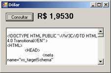 Cotação do dólar obtida on-line