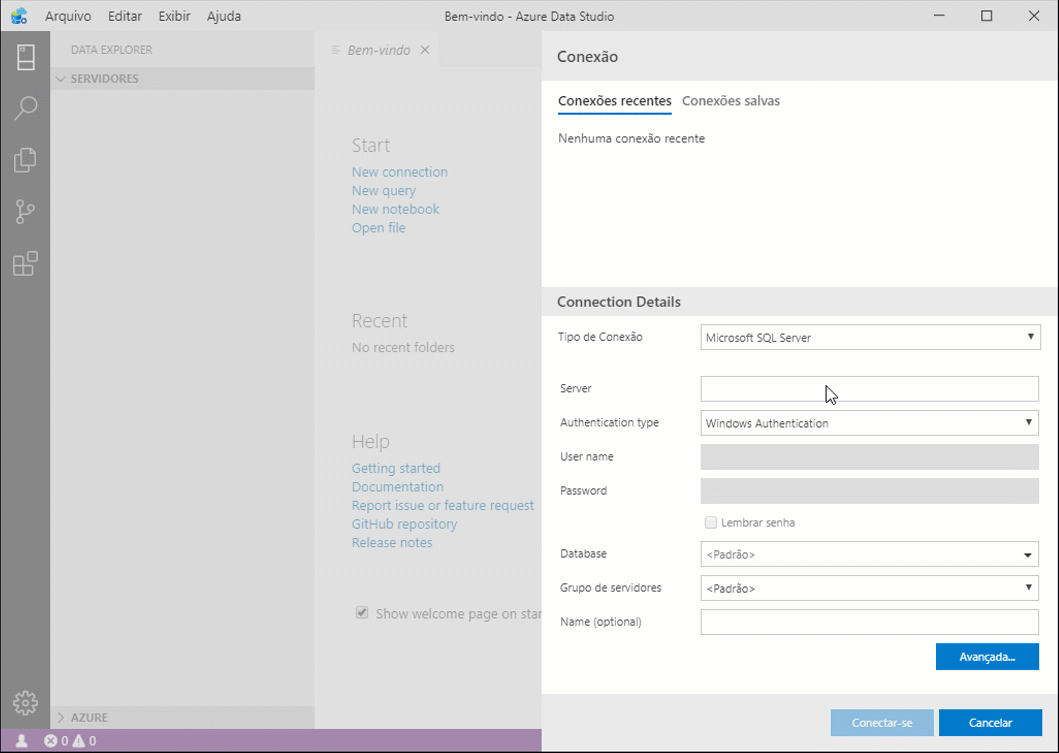 Executando a query SELECT com a sintaxe bsica, no Azure Data Studio