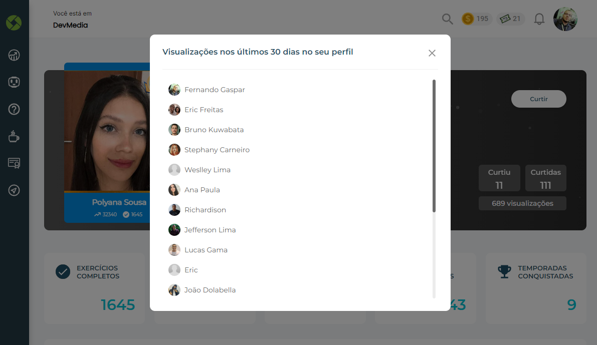 Visualizaes do seu perfil