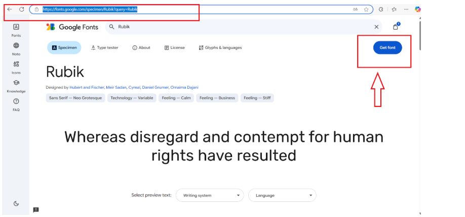 Google Fonts - c�digo gerado
