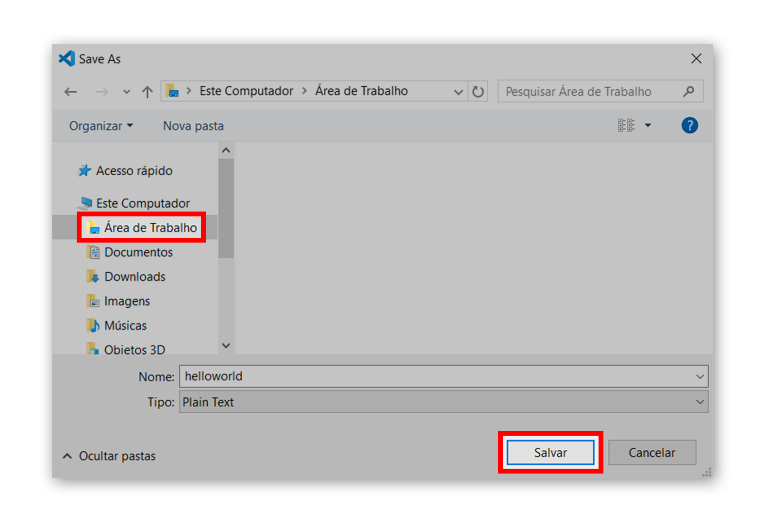Salvando o arquivo helloworld.js