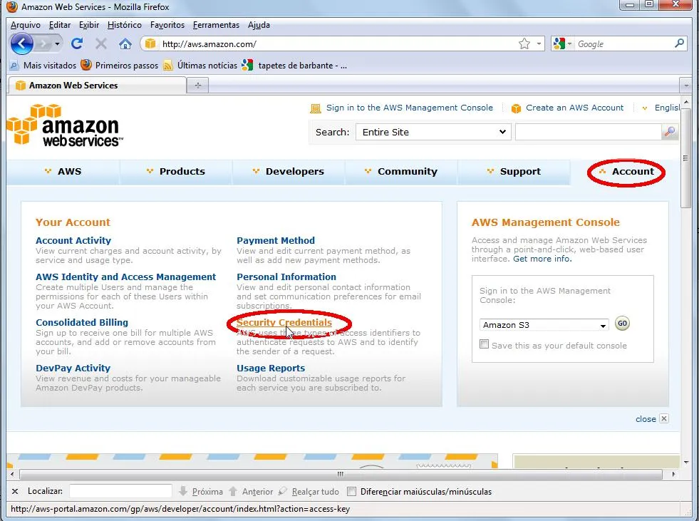 Recuperando as credenciais