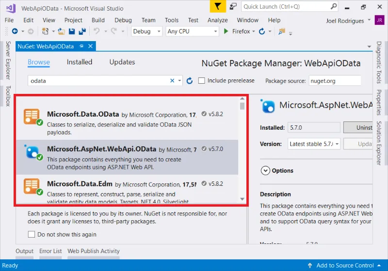 Final: Pacote instalado juntamente com suas dependncias