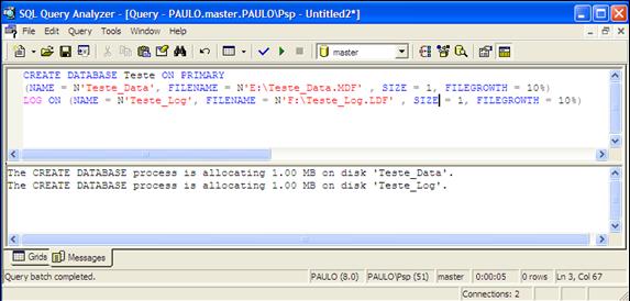 Criando banco de dados para exemplo