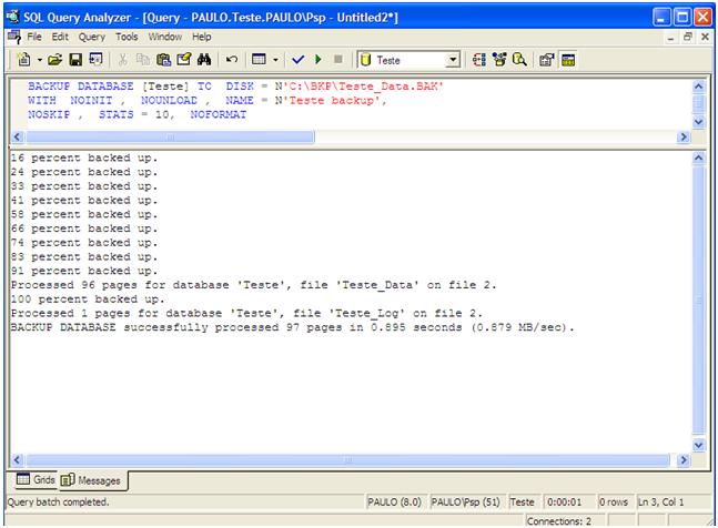 Fazendo um backup FULL do banco de dados