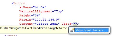 O evento btnOk_Click foi criado