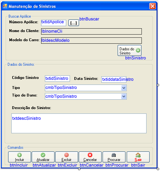 Formulários (FrmSinistros)