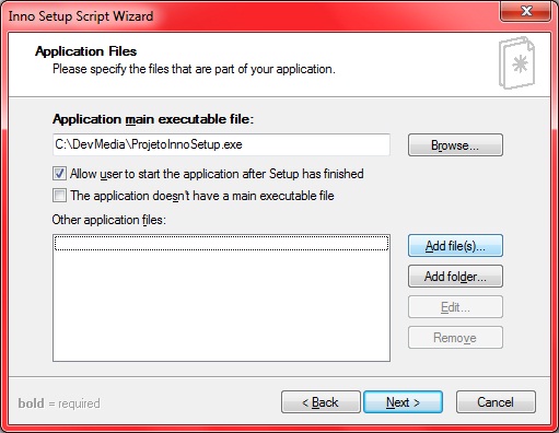 Defini��o do execut�vel