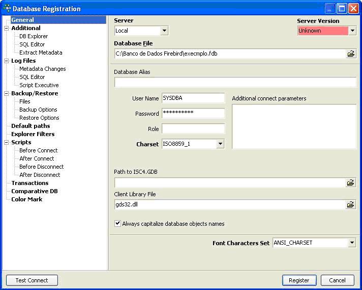 Informando vers�o do Firebird