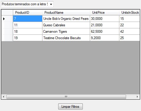 Filtro aplicado ao GridView