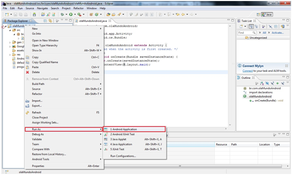 Criando o Exemplo: Configurando e executando um Hello World com Android ...