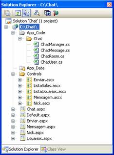 Solution Explorer com os arquivos do projeto