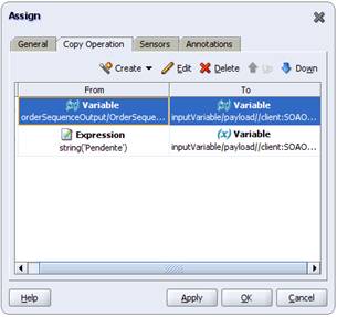 Tela Assign do JDeveloper
