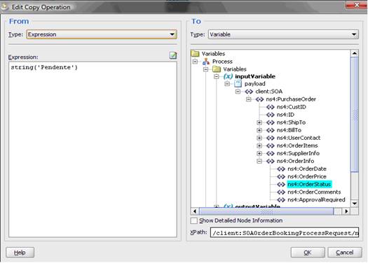 Tela Copy Operation do JDeveloper (continua��o)