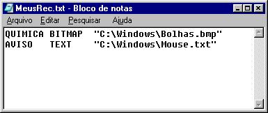 Exemplo de arquivo de recurso contendo Bitmap