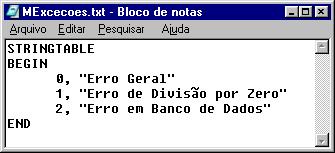 Aquivos de recursos de nome MExcecoes