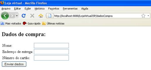 Pgina que exibe o formulrio dos dados de compra