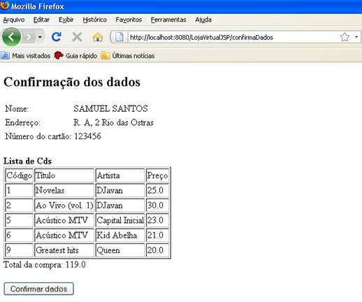 Pgina de confirmao da compra