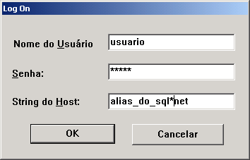 Tela de Login no SQL*Plus